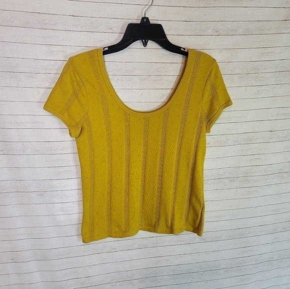 Madewell Pointelle Ribbed Tee in Golden Meadow, sz Small - Picture 6 of 11